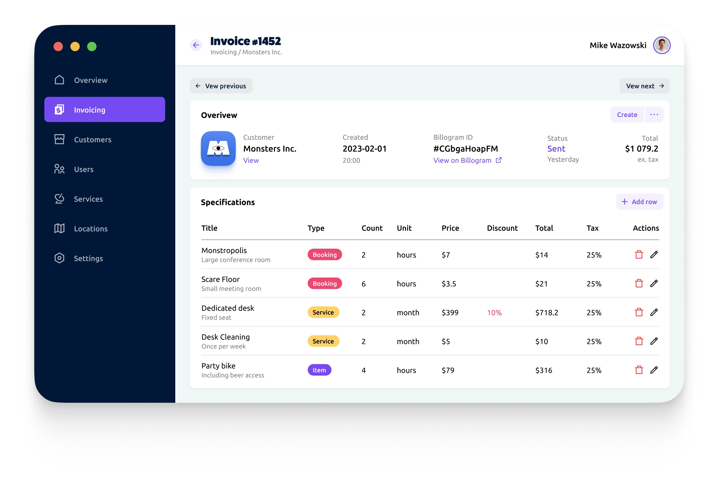 Image showing butter smooth invoicing in Facility Monster